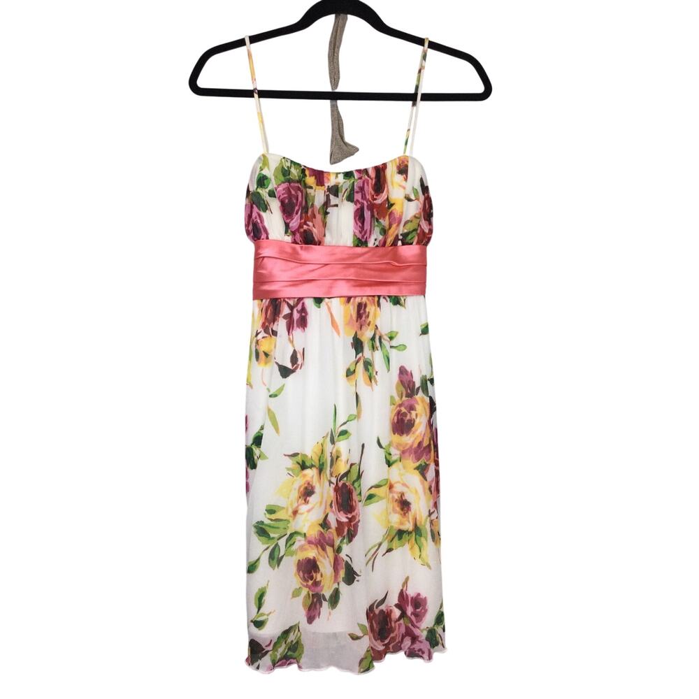 City Triangle Garden Girl Chiffon Y2K Romantic Empire Waist Satin Sash Dress  M